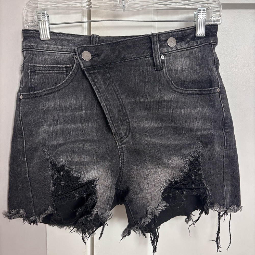 Edgy Charcoal Denim Cutoff Shorts